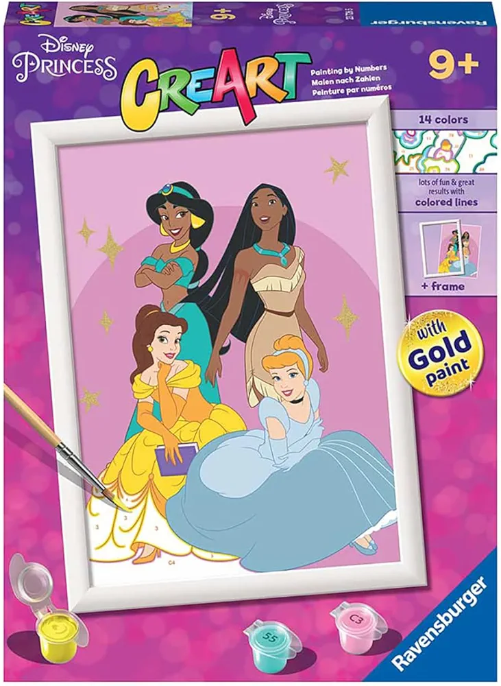 Ravensburger CreArt Disney Princess Paint by Numbers Kits for Children & Adults Ages 9 Years Up - Kids Craft Set
