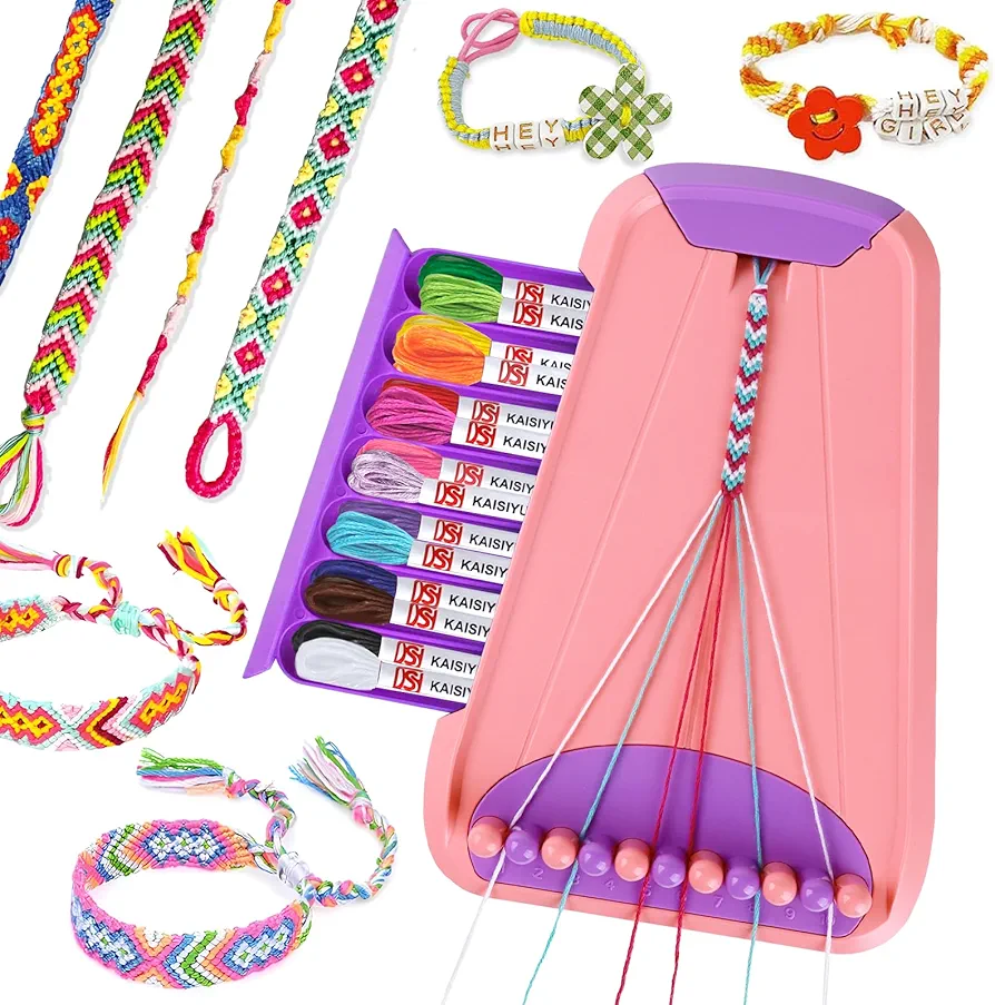 Rdfmy Friendship Bracelet Making Kit for Girls, Arts and Crafts Bracelets String Maker Kit for Kids Ages 8-12 Christmas Birthday Gifts Pink