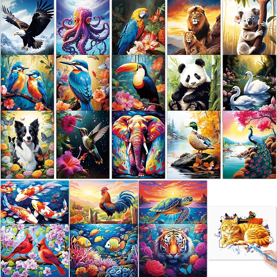 22 Pcs Dementia Products for Elderly Reusable Water Painting Toys Dementia Alzheimer's Activities for Seniors Adults Water Doodle Coloring Set Drawing Brush Game Gift for Patients in Nursing Home