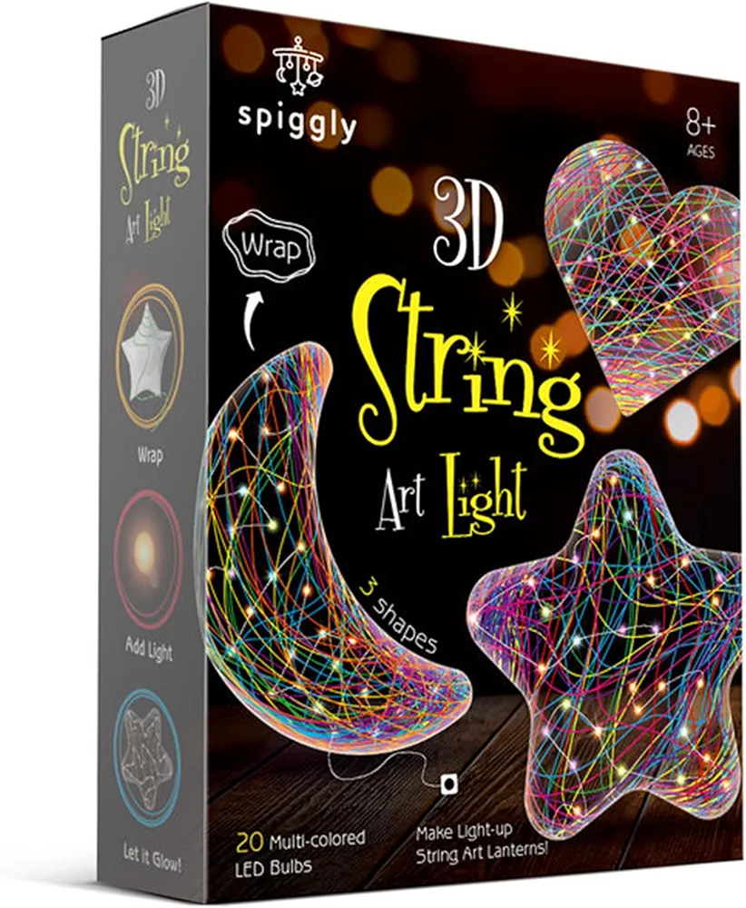 Spiggly 3D String Art Kits for Kids 9-12 Girls Arts and Crafts for Girls String Light Toy with Multi-Colored LED Bulbs Christmas Birthday Gifts for Girls and Boys Ages 6-12