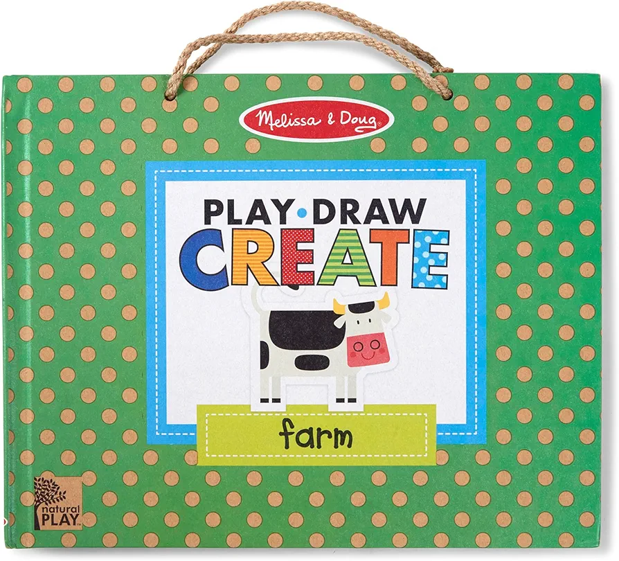 Melissa & Doug Natural Play: Play, Draw, Create Reusable Drawing & Magnet Kit – Farm (38 Magnets, 5 Dry-Erase Markers)