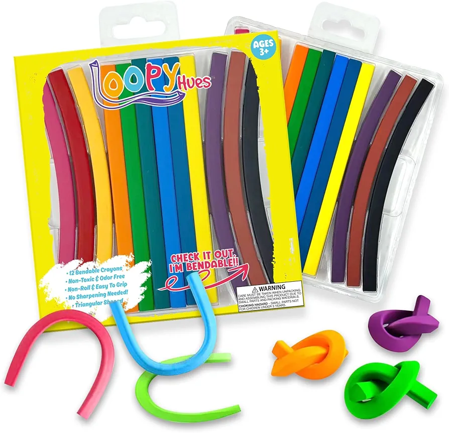 Bendable Crayons For Kids, Arts & Crafts, School Supplies, 3D Letter & Number Crayons, No Sharpening Needed, Assorted Colors (12 Pack - Triangles)