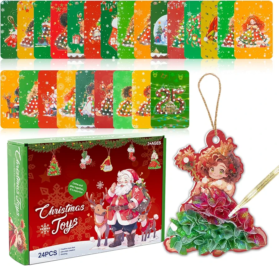 Christmas Creative Puzzle Puncture Painting Poke Art Kit Creative Poke Art Christmas Fabric Painting for Kids Fabric Art Frenzy Puzzle Puncture Painting for Kids