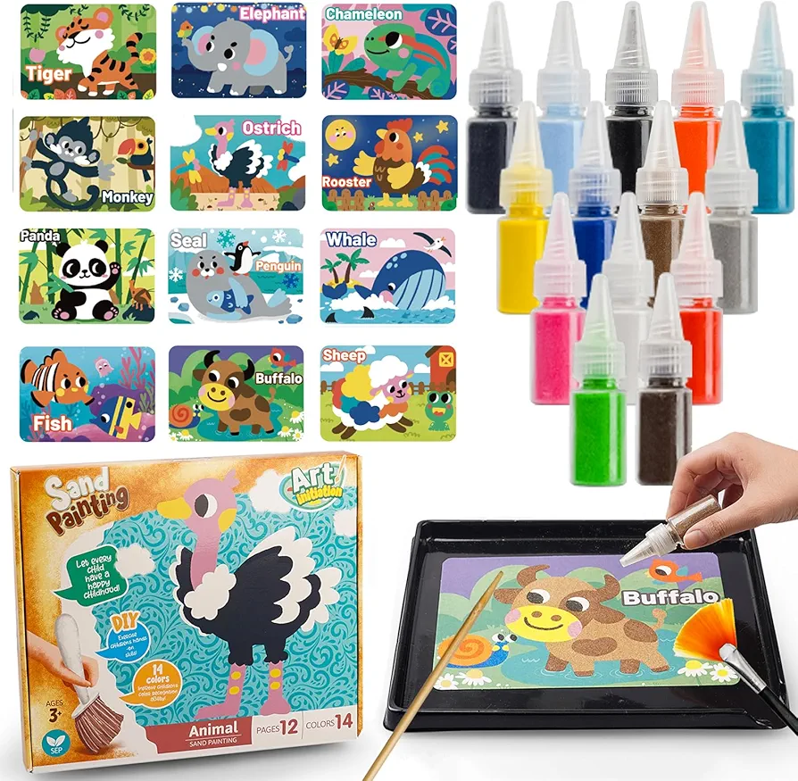 SIEOLL Crafts for Girls Ages 4-8,Sand Art Kits for Kids,DIY Crafts Toys for Girls,Color Sand Art Pictures,Education Learning Toys,Ideal Gifts Girls