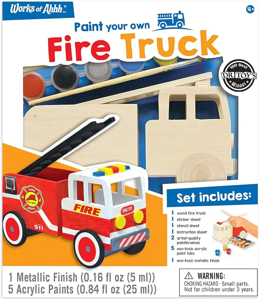 Works of Ahhh... Craft Set - Fire Truck Classic Wood Paint Kit