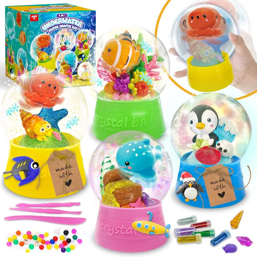 Kids Crafts DIY Snow Globe Kit - Arts and Crafts for Kids Ages 4-8 - Crafts for Kids Ages 8-12 Activities for Girls & Boys Ages 6 7 8 9 10 11 12 - STEM Toys Christmas Birthday Gifts