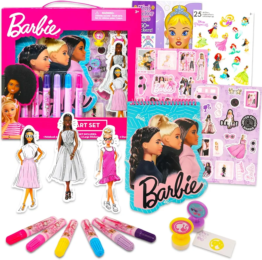 Disney Barbie Art Set for Girls - Bundle with Barbie Arts and Crafts Supplies with Notebook, Stickers, Coloring Utensils, More for Girls, Kids | Barbie Art & Craft Kit