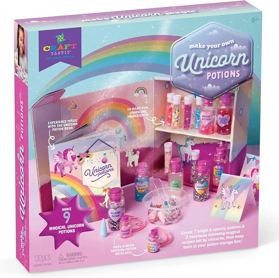 Craft-tastic – DIY Unicorn Potions Craft Kit – Includes Book with Magical Recipes, Enchanted Ingredients, Cabinet & More – Arts & Crafts for Kids – Fun, Creative & Unique Gift