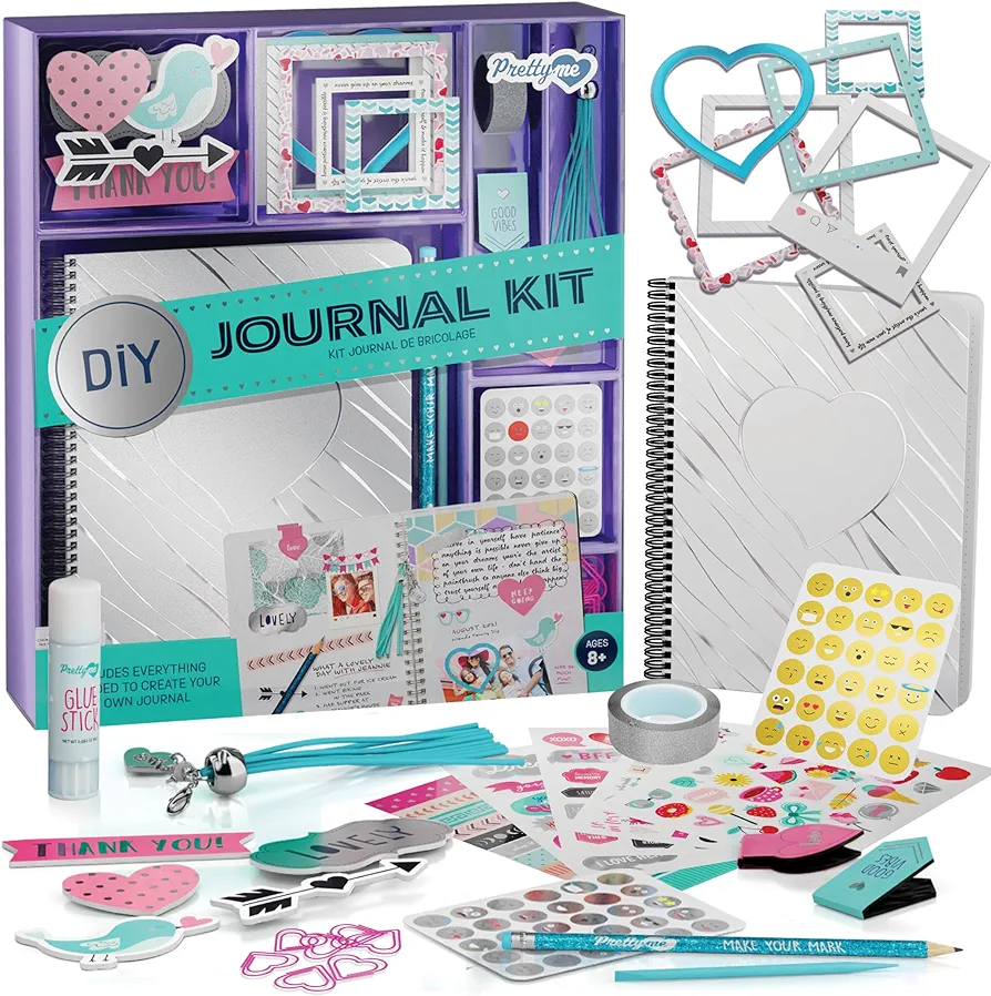 DIY Journal Kit for Girls - Great Gift for 8-14 Year Old Girl - Cool Birthday Easter Gifts Ideas for Teens - Fun, Cute Art & Crafts Kits for Tween Teenage Kids - Scrapbook & Diary Supplies Toy Set
