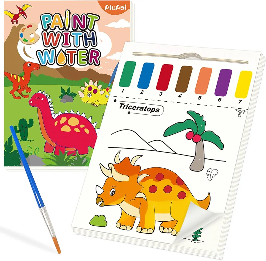 Paint with Water Books for Kid, Dinosaur Watercolor Coloring Art Craft Kit, Watercolor Painting Book Gifts for kid 3 4 5 6 7 8, Coloring Art kit for Indoor Outdoor Travel School Home