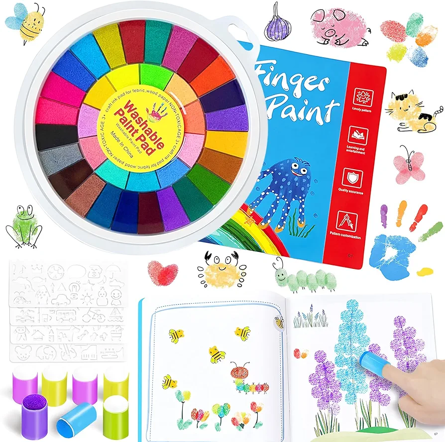 36 Color Finger Painting Set for Toddlers,Washable Finger Painting Kit with Book,Finger Cots,Painting Templates,Children's Finger Drawing Toys for DIY,Holiday Gift,Art Craft Supplies