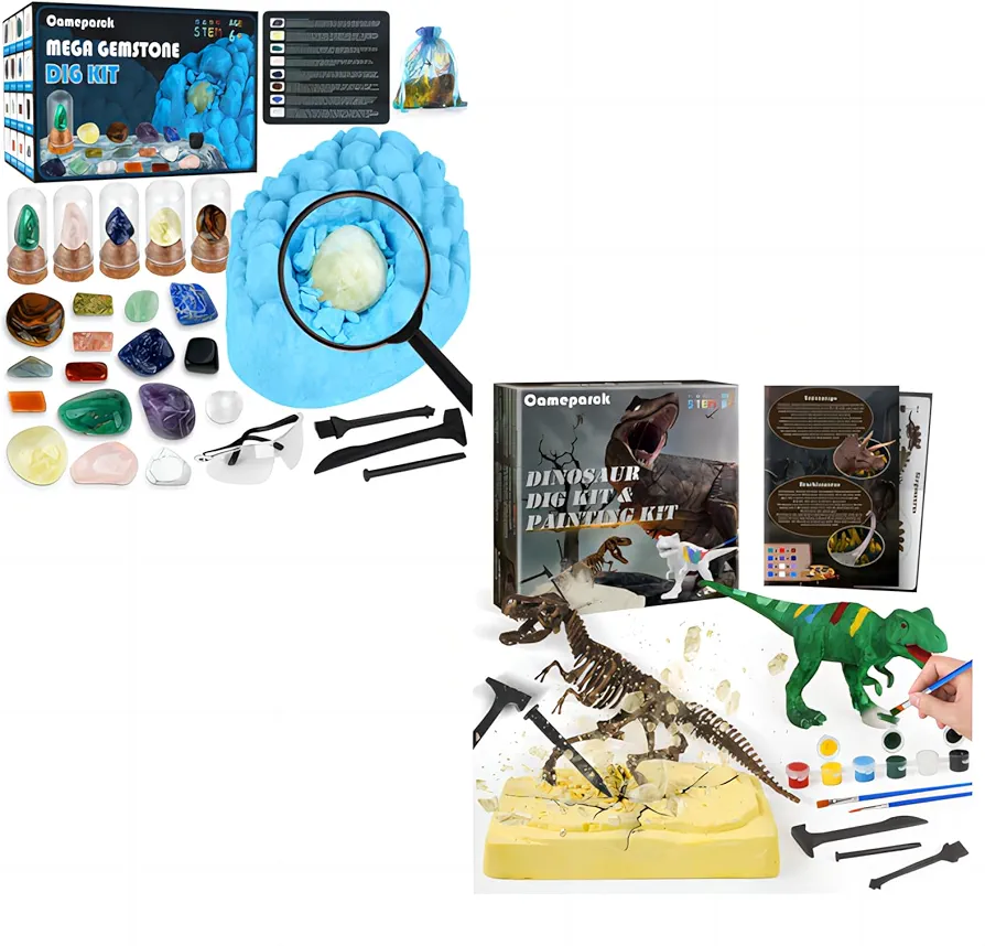 Cameparck Dinosaur Fossils Dig & Art Paint Kit for Kids, Archeology Geology Educational T-Rex Toys,Science Kits for Kids Age 8-12,Arts and Crafts for Kids,STEM Toys DIY Projects Gift for Boys&Girls 6+