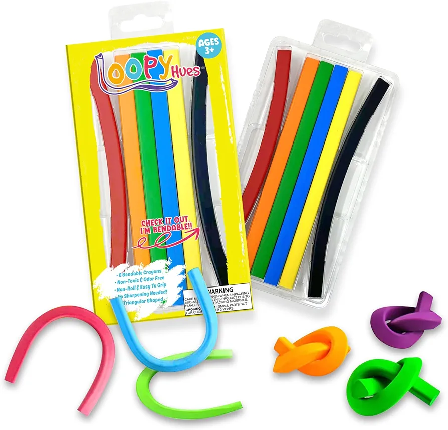 Bendable Crayons For Kids, Arts & Crafts, School Supplies, 3D Letter & Number Crayons, No Sharpening Needed, Assorted Colors (6 Pack - Triangles)