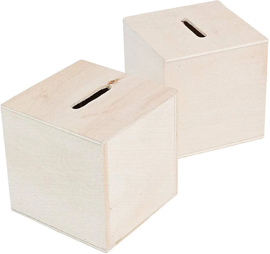DIY Unfinished Wood Block Bank - Makes 12 - Crafts for Kids and Fun Home Activities