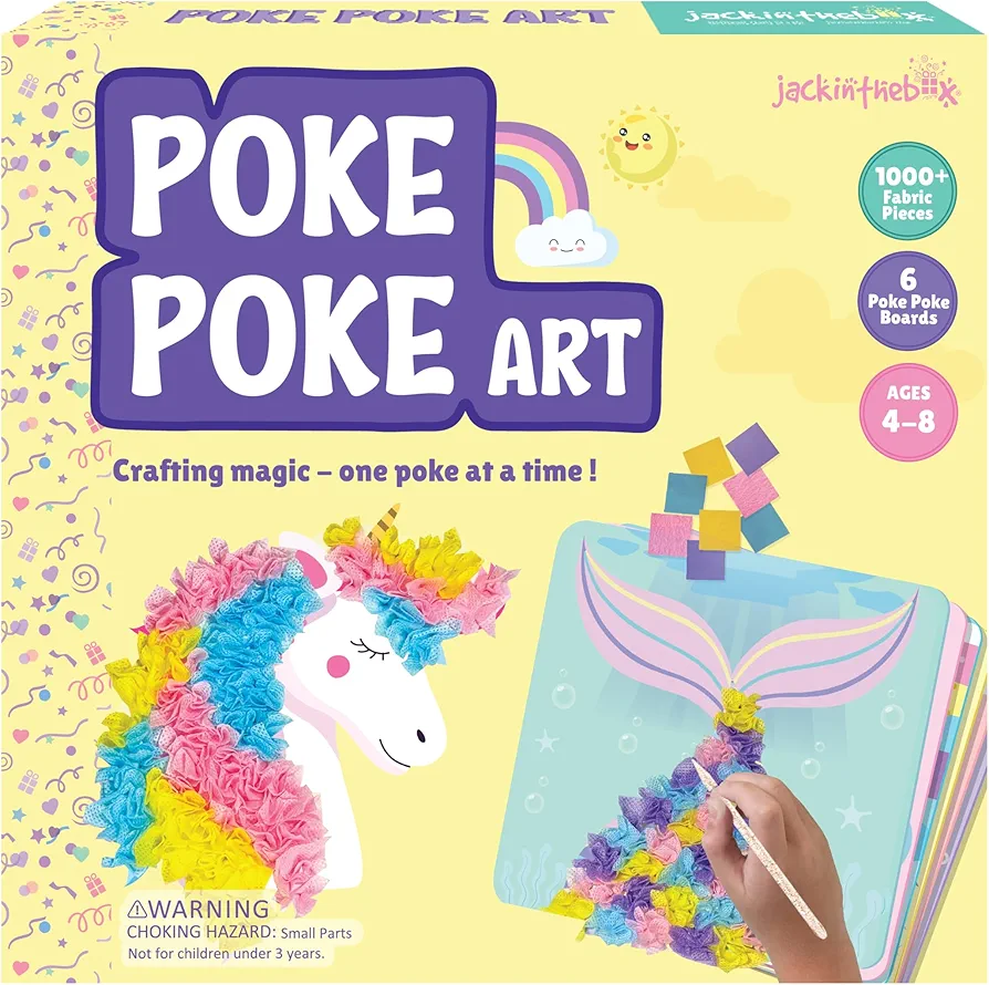 jackinthebox Poke Poke Art for Kids - Unicorns, Mermaids, Princess, and Cupcakes, Mess-Free Sewing Art for Kids, Toys for Girls and Boys Ages 4 5 6 7 8, Great Gift for Kids, DIY Creative Activity