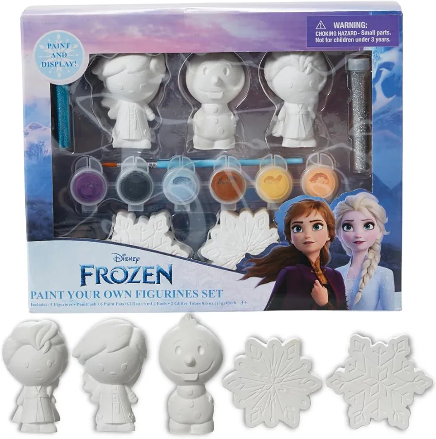 Disney Frozen DIY Paint Your Own Figurines Arts and Crafts Set for Girls - Elsa, Anna, Olaf, Snowflakes