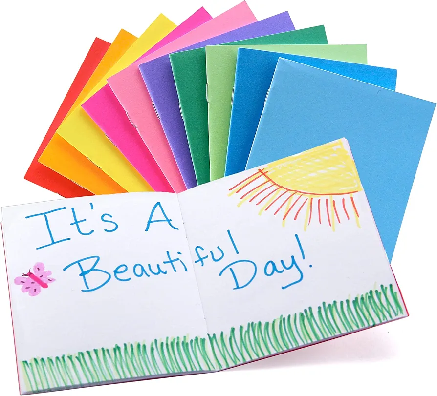 Hygloss Products - HYG77705 Colorful Blank Books – Books for Journaling, Sketching, Writing & More – Great for Arts & Crafts - 10 Assorted Bright, Fun Colors - 5.5 x 8.5 Inches - 10 Pack