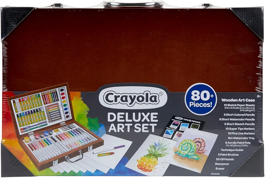Crayola Wooden Art Set, 80+ Pcs, Arts and Crafts for Kids 8+, Artists Gifts