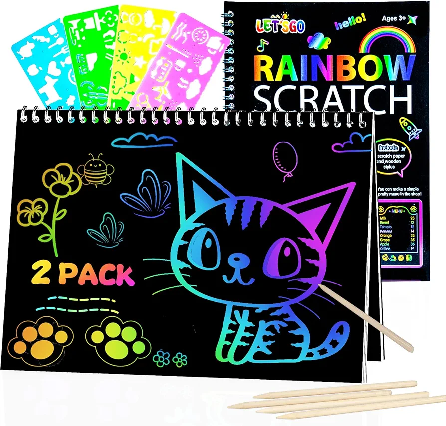 OSLINE Arts and Crafts for Kids Ages 3-5-10 Girls Boys,Rainbow Scratch Paper Art Notebooks,Art Supplies Kit for Kids Gift,Kids Party Favor Toys for 4-8 Year Old,Easter Birthday Gifts for Kids 6-12