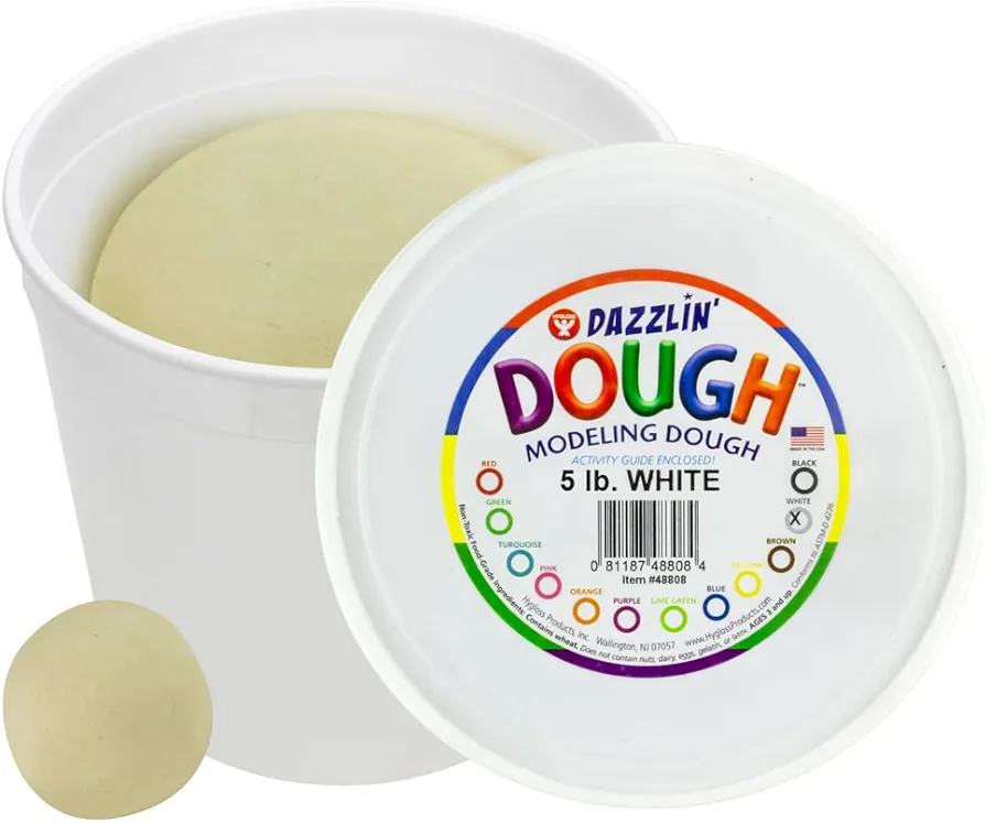 Hygloss Products Play Dough, Non-Toxic Modelling Compound for Arts & Crafts, Learn & Play, Bulk Pack, 5lb. White