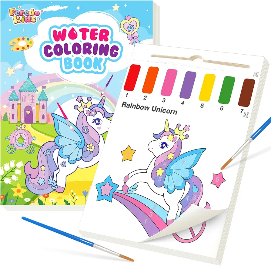 Watercolor Painting Paper for Toddlers: Mess Free Paints Water Coloring Book, Unicorn Art and Craft Drawing Paper for Boy Girl Travel Gift Toy Easter Birthday Christmas for Ages 3 4 5 6