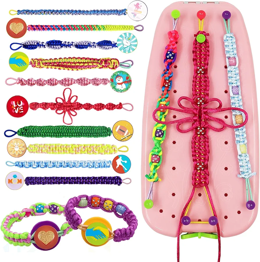 BIRANCO. Arts and Crafts DIY Toys for Kids - Perfect Birthday Gifts for Girls 7 8 9 10 11 12 Years Old, Friendship Bracelet String Making Kit for Travel and Activities