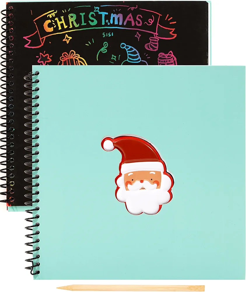 Rainbow Scratch Notebooks for Kids Christmas Gift, Arts Crafts Scratch Off Notebooks Kit Magic DIY Party Supplies for 5 6 7 8 9 10 11 12 Years Old Girls Boys Birthday Present Christmas Toy