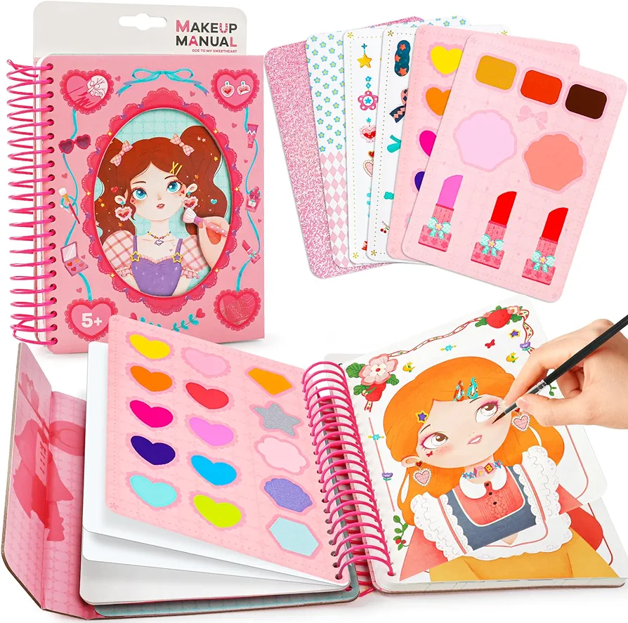 Arts & Crafts Mess Free Paint Set, Watercolor Painting Coloring Book Class Travel Activity Art Party Favors Birthday/Thank You/Exchange Gifts for Kids 5+, Fashion Makeup Toy
