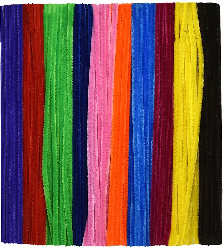 Multicolored Craft Pipe Cleaners Chenille Stems (200 Pieces) 10 Colors for DIY Creative Art Decorations (0.24 x 12 Inch)