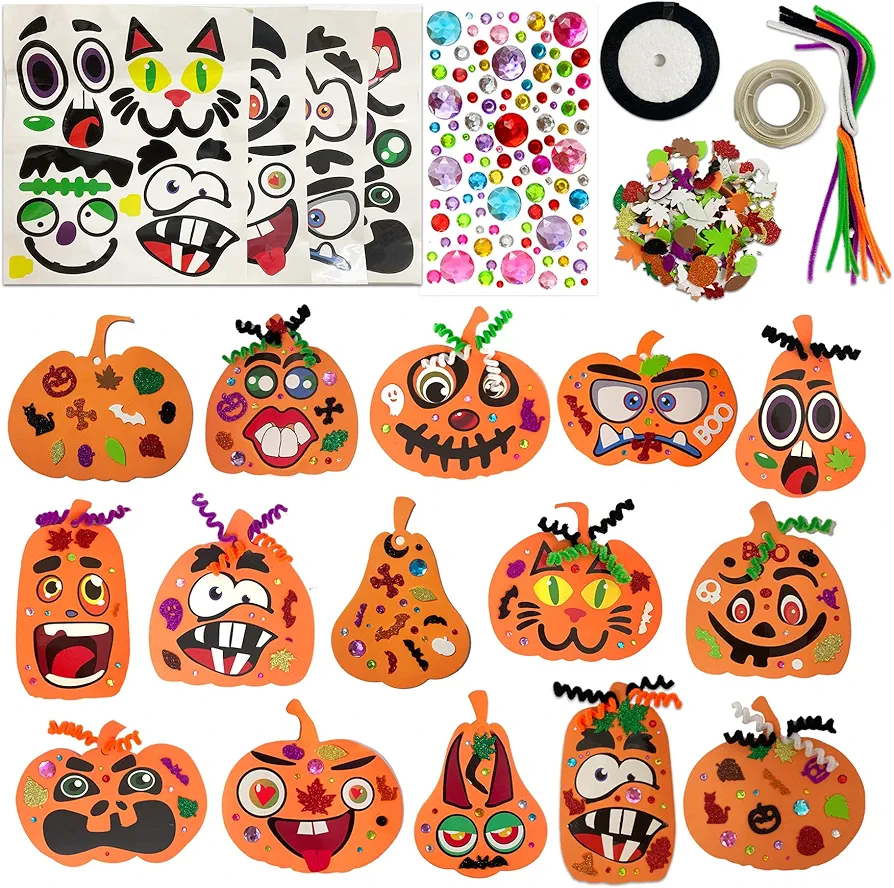 Schizonepeta Halloween Foam Stickers Set,Halloween Foam Pumpkin Craft Kit,Pumpkin Stickers for Halloween DIY Decorations for Kids Crafts Party Favors,Unfinished Pumpkins Halloween Stickers