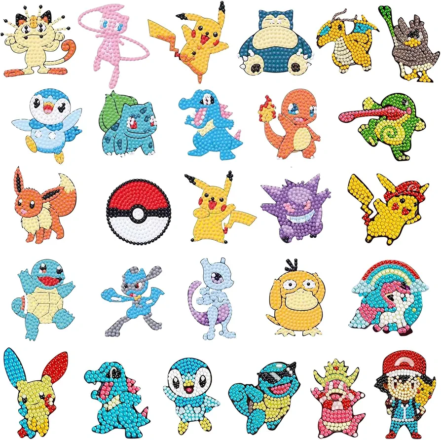 TRUMIL 27 Pcs 5D Diamond art Stickers Kits for Kids Arts and Crafts for Kids Ages 8-12 Easy to DIY Creative Diamond Mosaic Sticker Craft by Numbers Kits Boys and Girls Birthday Gifts