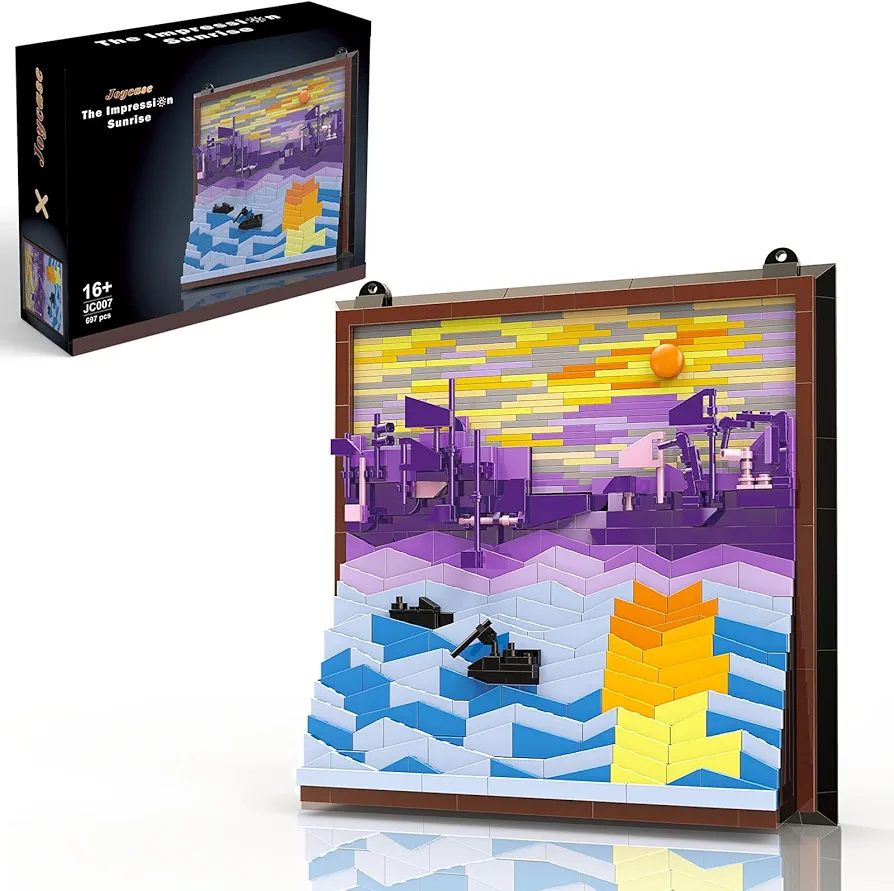 Ideas Monet Impression Sunrise Building Sets for Adults, Unique 3D Wall Art for Home Décor or Table Display, Creative Toy Building Sets Crafts Set for Adults, Ideas Gift