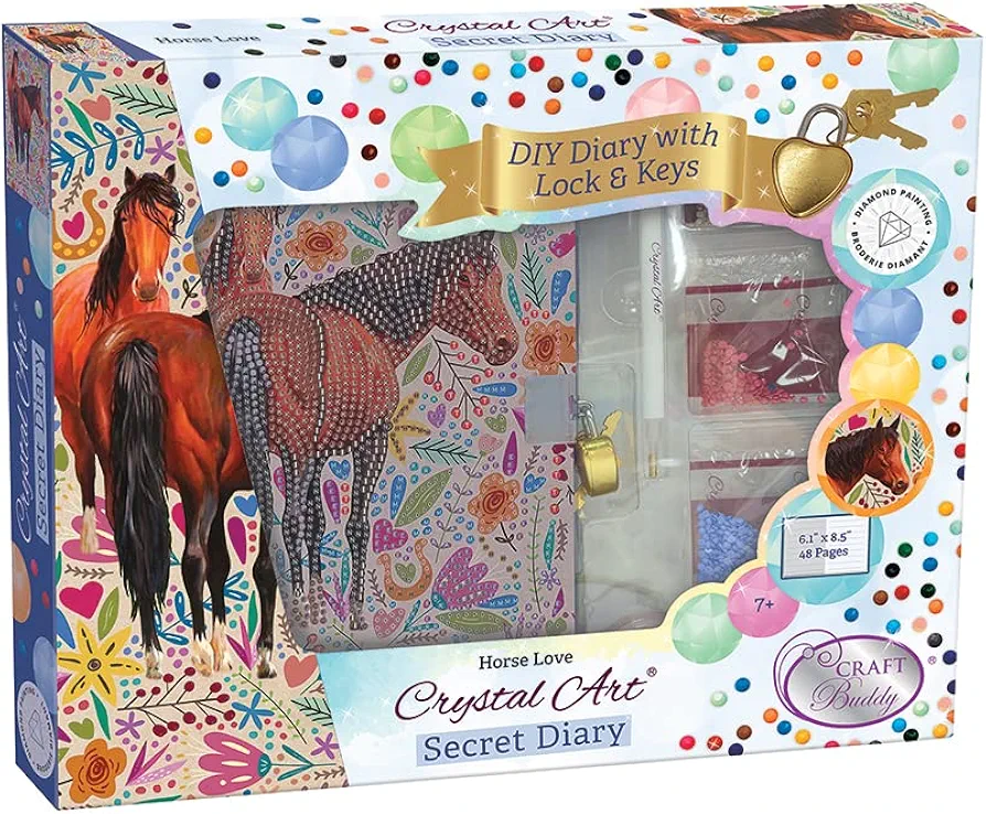 Crystal Art Secret Diary - Horse Love - Diamond Painting Kit for Ages 8 and Up