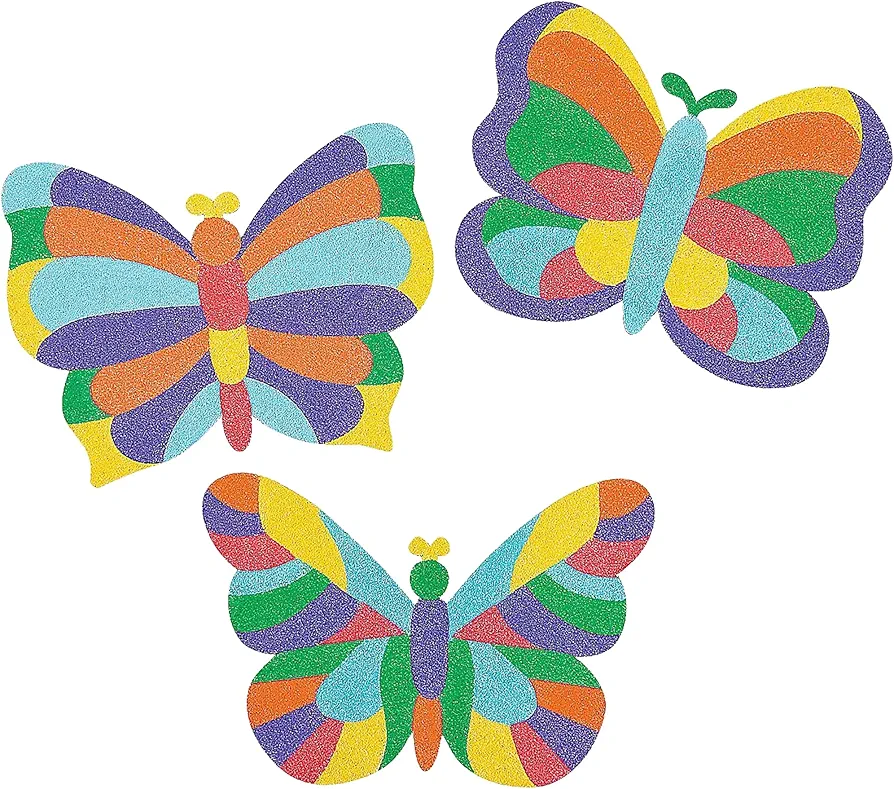 Mosaic Butterfly Sand Art Pictures - Set of 12 - Crafts for Kids and Fun Home Activities