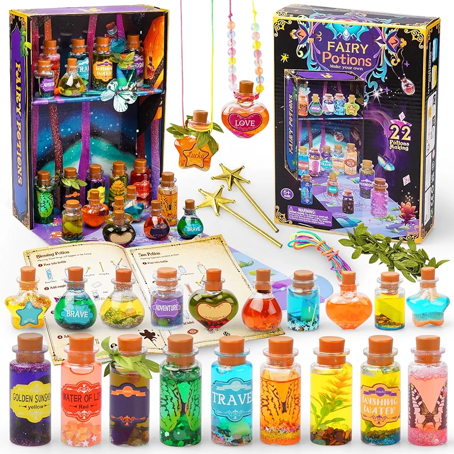 JEEKALO Fairy Potions Kit for Kids - Magic Kids Mix Potion Making kit 22 Potion Bottles - DIY Creative Toy Art Craft Kit Birthday Present for Girls Boys Age 6 7 8 9 10 11 12