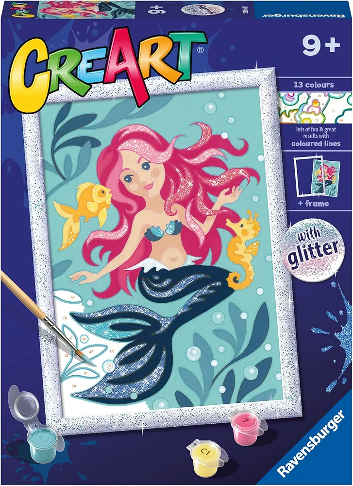 Ravensburger Enchanting Mermaid Paint by Numbers Kit for Kids - 23568 - Painting Arts and Crafts for Ages 9 and Up