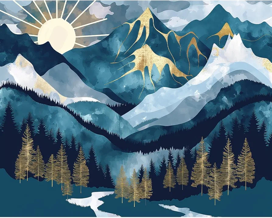 Natuyalo Paint by Numbers for Adults - DIY Adult Paint by Number Kits Painting on Canvas Sunset Forest Painting by Numbers for Beginners, Natural Landscape Art Craft Kits for Adults (16x20 Inch)