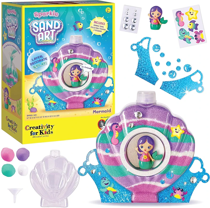 Creativity for Kids Sand Art Kit: Mermaid - Mermaid Gifts for Girls Ages 6-8+, Sand Art Kits, DIY Craft Kits for Kids