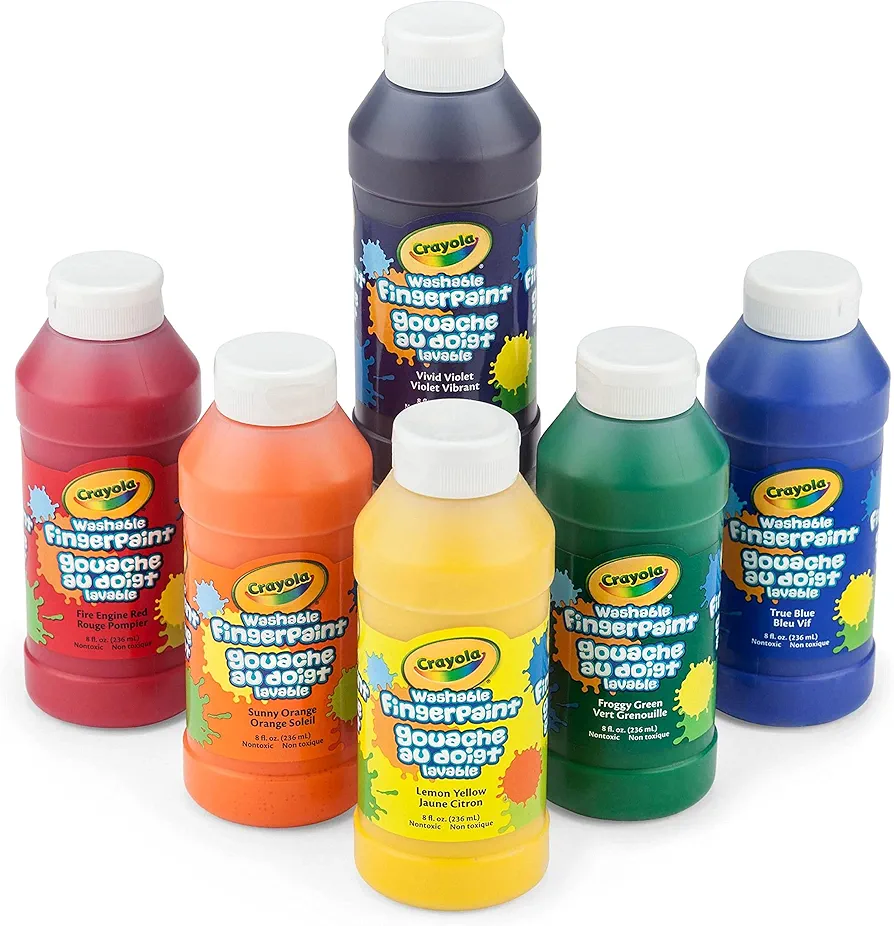 Crayola Washable Finger Paints (6ct), Toddler Paint Set, Finger Paint for Kids, Preschool Supplies for Teachers, Nontoxic [Amazon Exclusive]