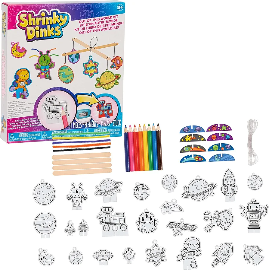 Shrinky Dinks Out of This World 51-piece Arts and Crafts Kit, Kids Toys for Ages 3 Up by Just Play, Medium