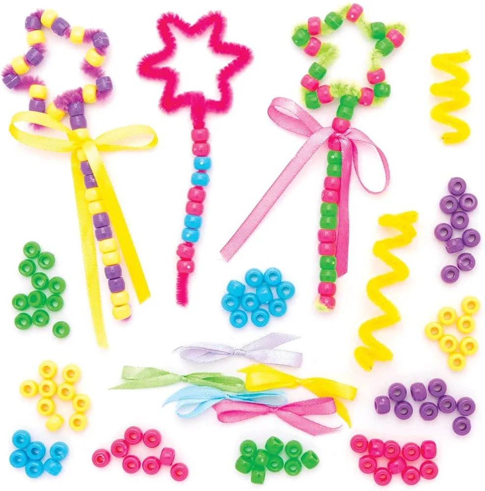 Baker Ross AT530 Magic Wand Bead Kits - Pack of 5, Creative Art and Craft Supplies for Kids to Make and Decorate