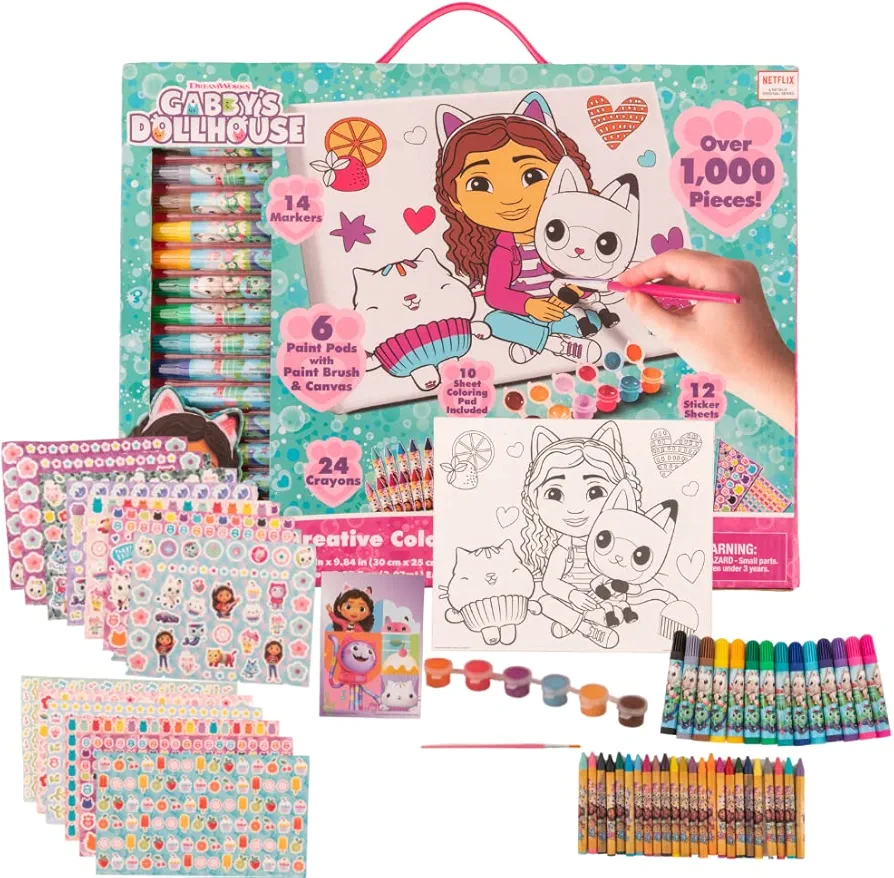 Innovative Designs Gabbys Dollhouse Creative Coloring Canvas Painting and Activity Set for Kids, 1000+ pcs