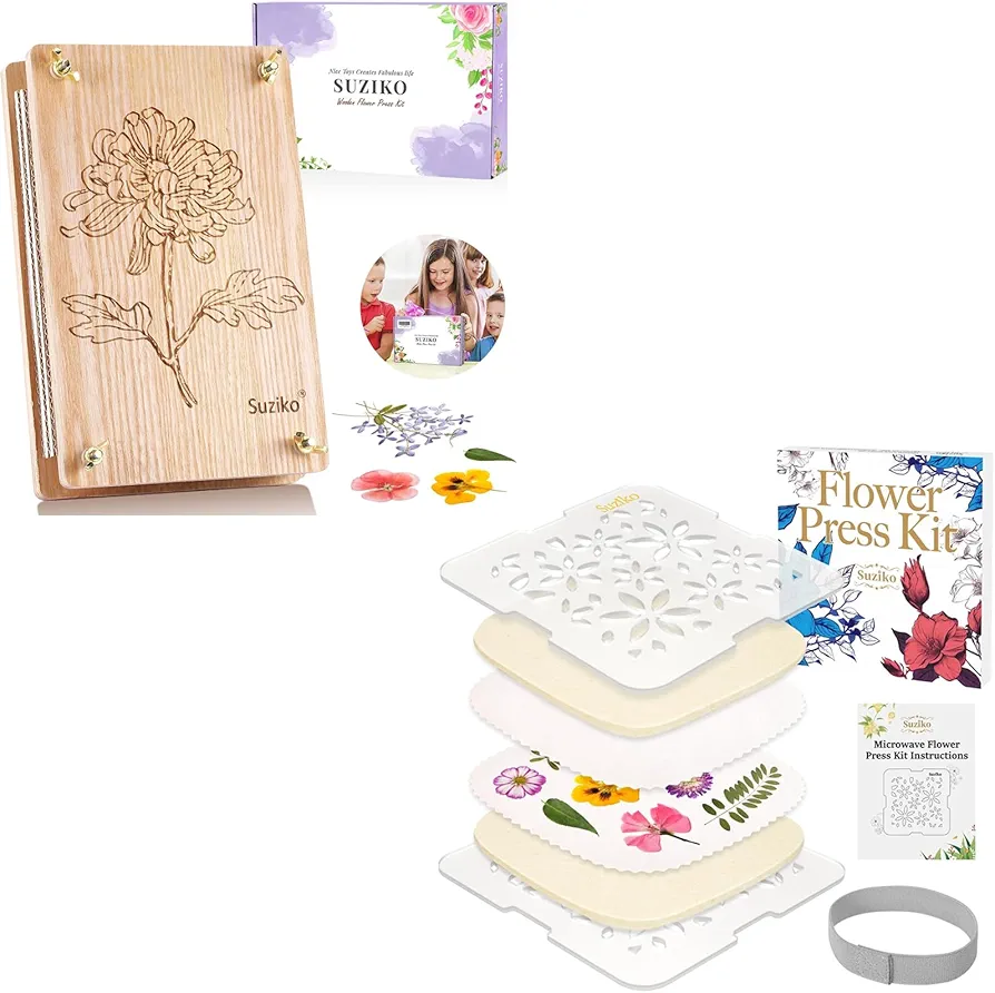 Suziko 2Packs Large Flower Press Kit for Adults& Kids Flower &Plant Preservation Kit Arts and Crafts for Adults Leaf Press & Flower Press- Great Gift for Lovers