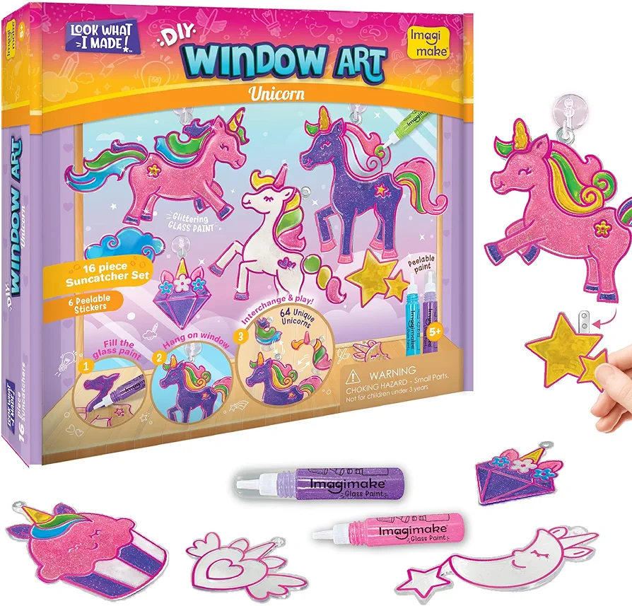 Imagimake Window Art Unicorn Toy Painting Kit | Suncatcher Art Supplies | Unicorn Gifts for Girls Age 6-8 | Kids Crafts for Girls Ages 8-12 | Toys for Ages 8-13