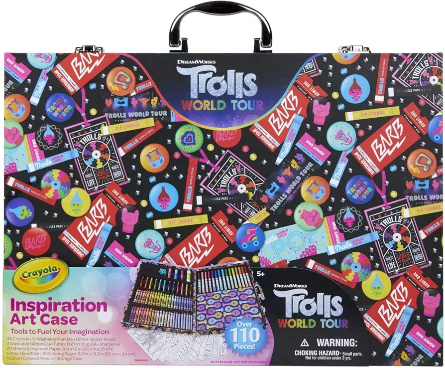 Crayola Trolls World Tour Inspiration Art Case, Over 110 Pieces, Art Set, Gifts for Kids, Age 5, 6, 7, 8