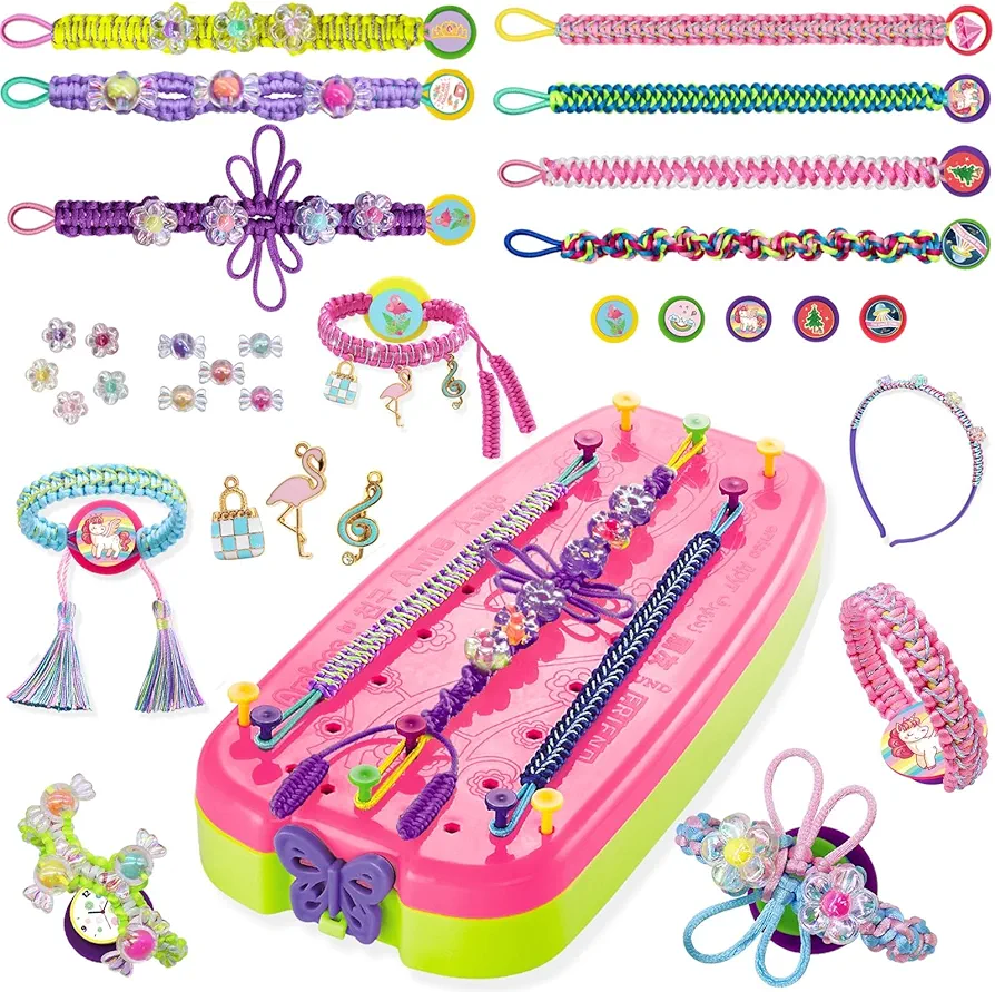 BOYOUAN Friendship Bracelet Making Kit, Kids Jewelry Kit with 30 Pre-Cut Threads Art and Craft Making Set for Girls DIY Toys Birthday Gift Bracelet DIY Toy for Travel Activities
