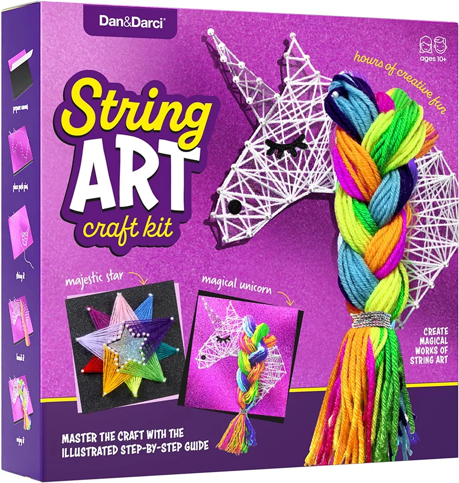 Dan&Darci String Art Craft Kit for Kids - Girls Birthday Gifts for Ages 12 Year Old - Crafts Kits for Girl Age 10,11,12 - DIY Unicorn & Star Toys Gift for Girls & Boys - Arts and Crafts Present
