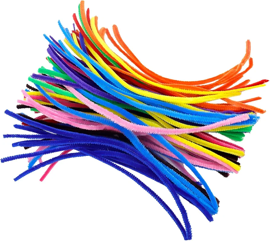 200Pcs Pipe Cleaners Craft Supplies Multi-Color Chenille Stems for Art and Craft Projects Creative DIY Decorations (6 mm x 11.81 Inch, Assorted Bright Colors)