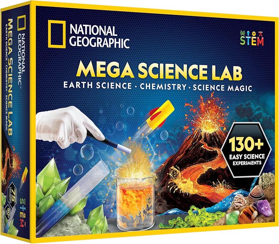 Mega Science Lab - Science Kit for Kids with 75 Easy Experiments, Featuring Earth Science, Chemistry Set, and Science Magic STEM Projects for Boys and Girls (Amazon Exclusive)
