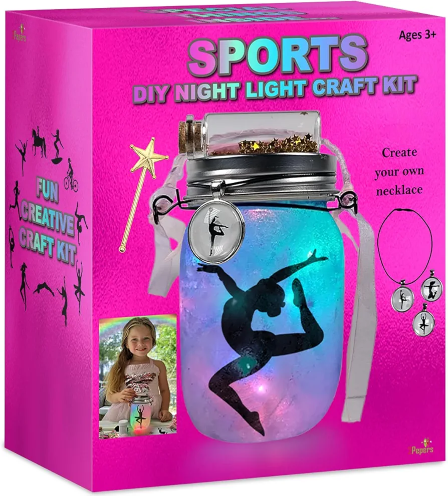 2Pepers DIY Sports Night Light Gifts for Girls Age 3 4 5 6 7 8-12, Birthday Present & Arts and Crafts Kit for Kids, Pendant Art Project, Gymnastics & Ballet